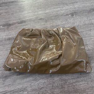 STAUD Olive Patent Leather Large Phoebe Clutch with Two Removable Straps